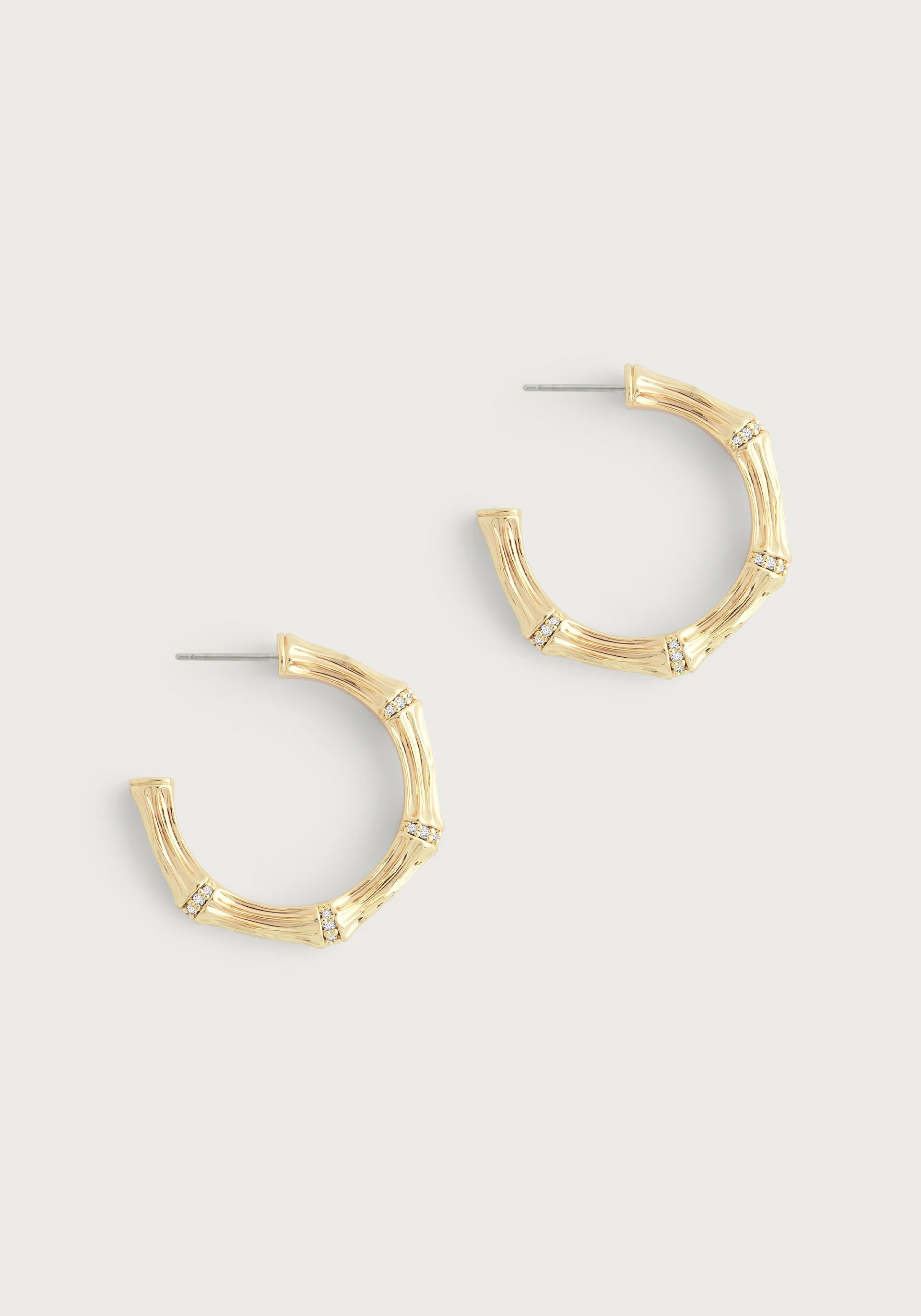Bamboo Medium Hoop Earrings, Gold
