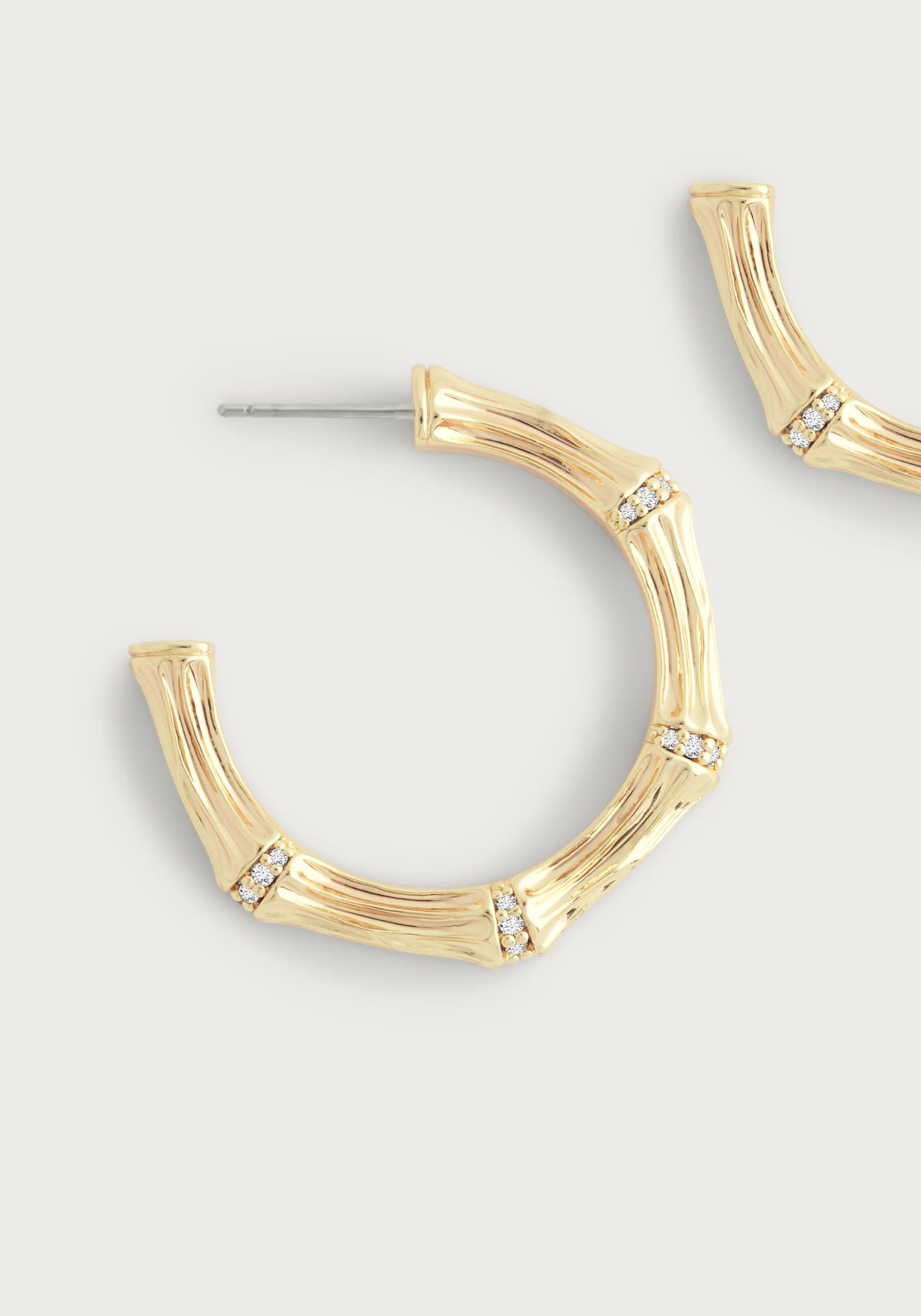 Bamboo Medium Hoop Earrings, Gold