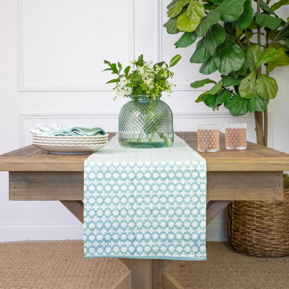 India Hicks Home Cuban Cross Palladian Blue Table Runner