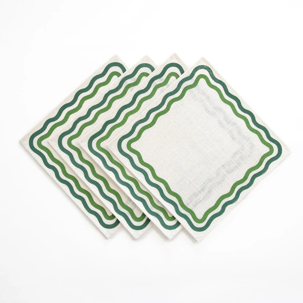 Green Square Wave Placemat Set of 4