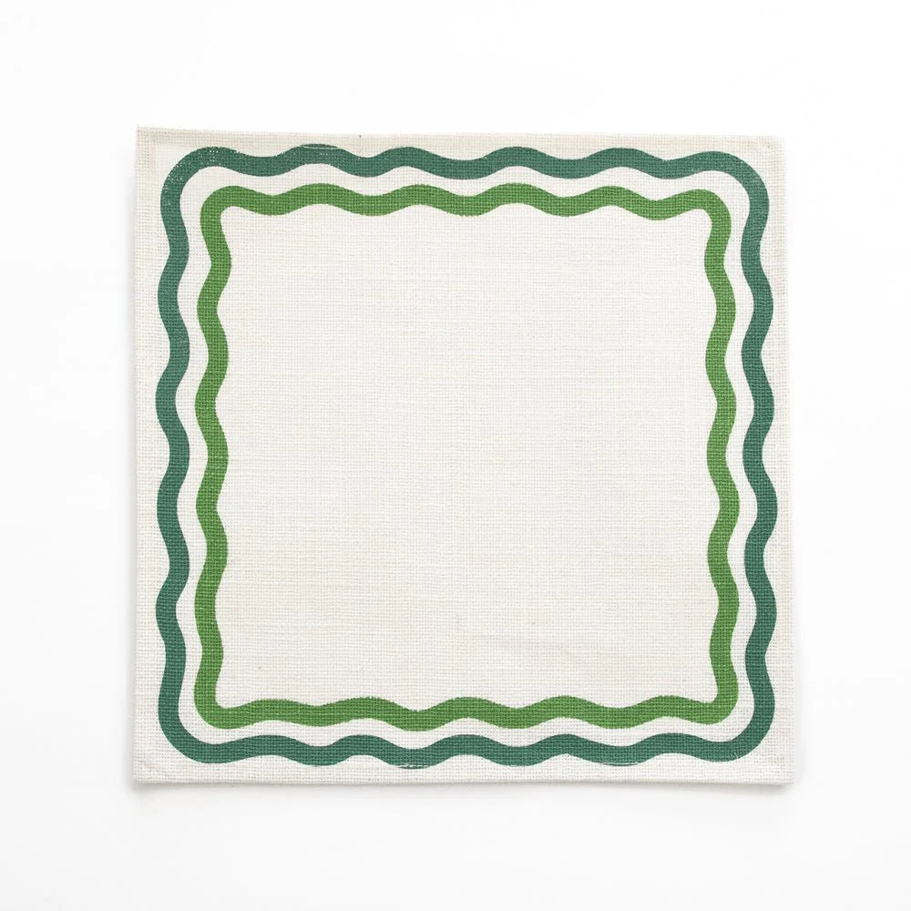 Green Square Wave Placemat Set of 4