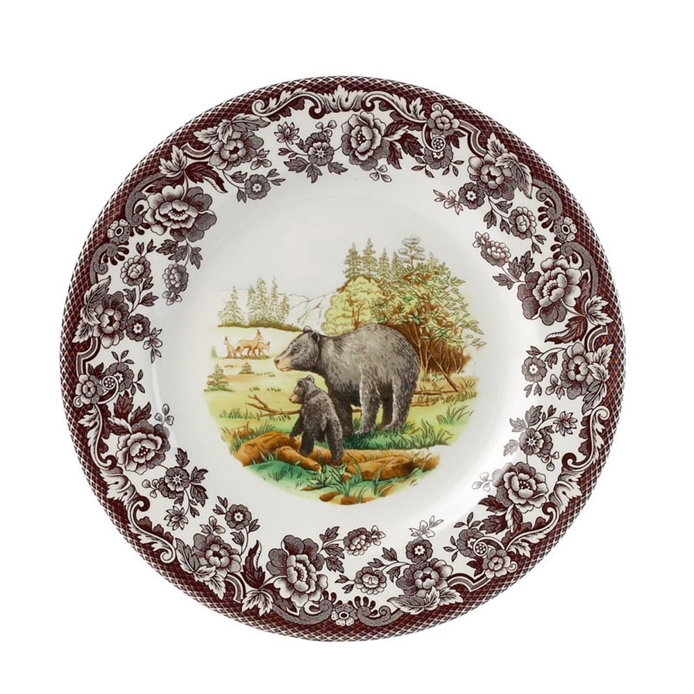 Woodland Dinner Plate 10.5 Inch,  Black Bear