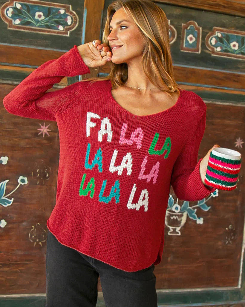 FA LA LA Cotton V Neck Top