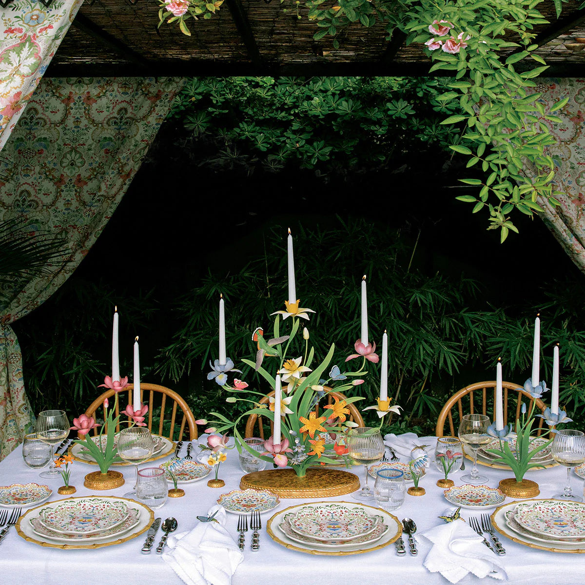 Meadow Walk  25" Bouquet Centerpiece Candelabra - Multi