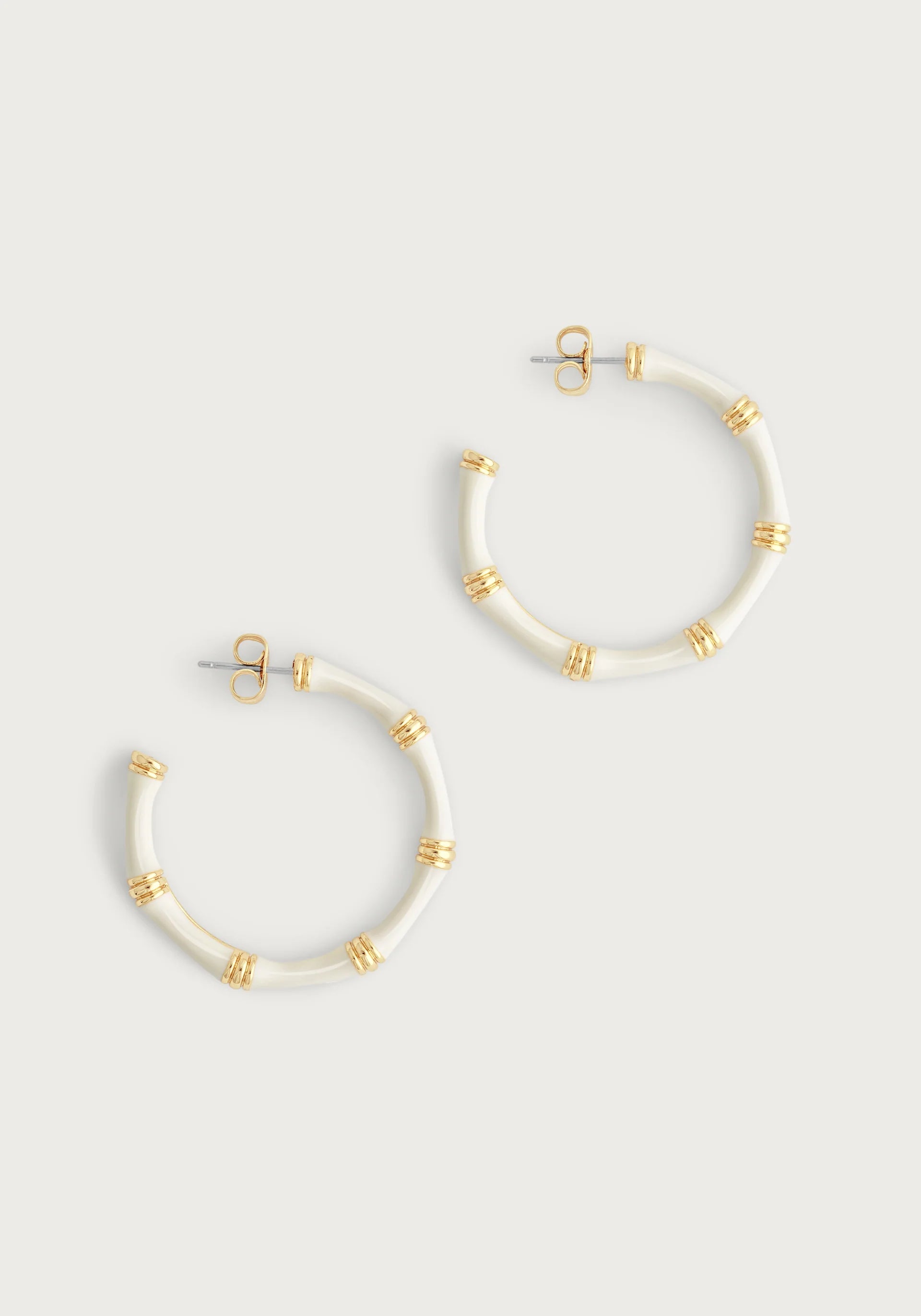 Bamboo Enameled Hoop Earrings