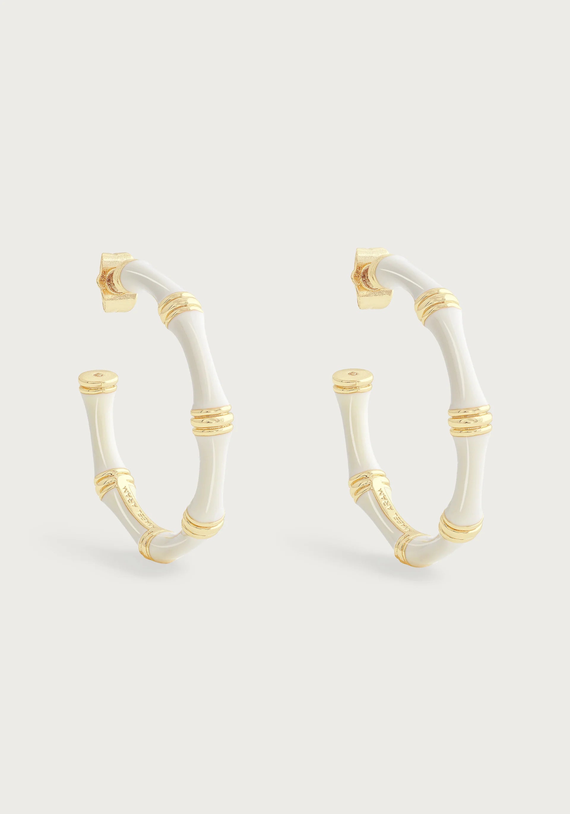 Bamboo Enameled Hoop Earrings