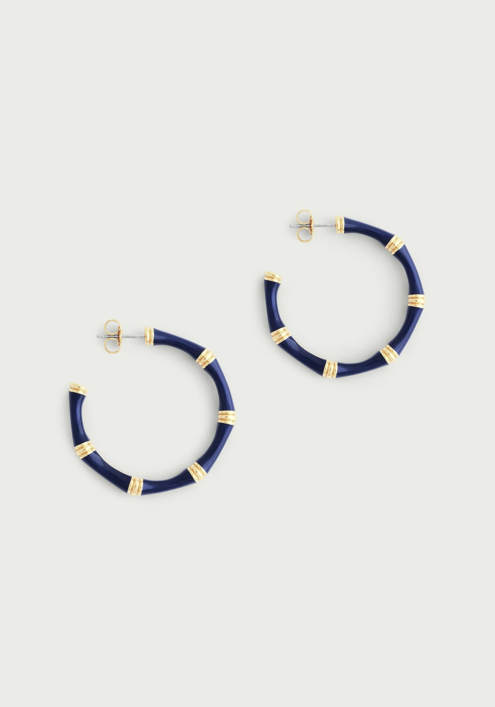 Bamboo Enameled Hoop Earrings