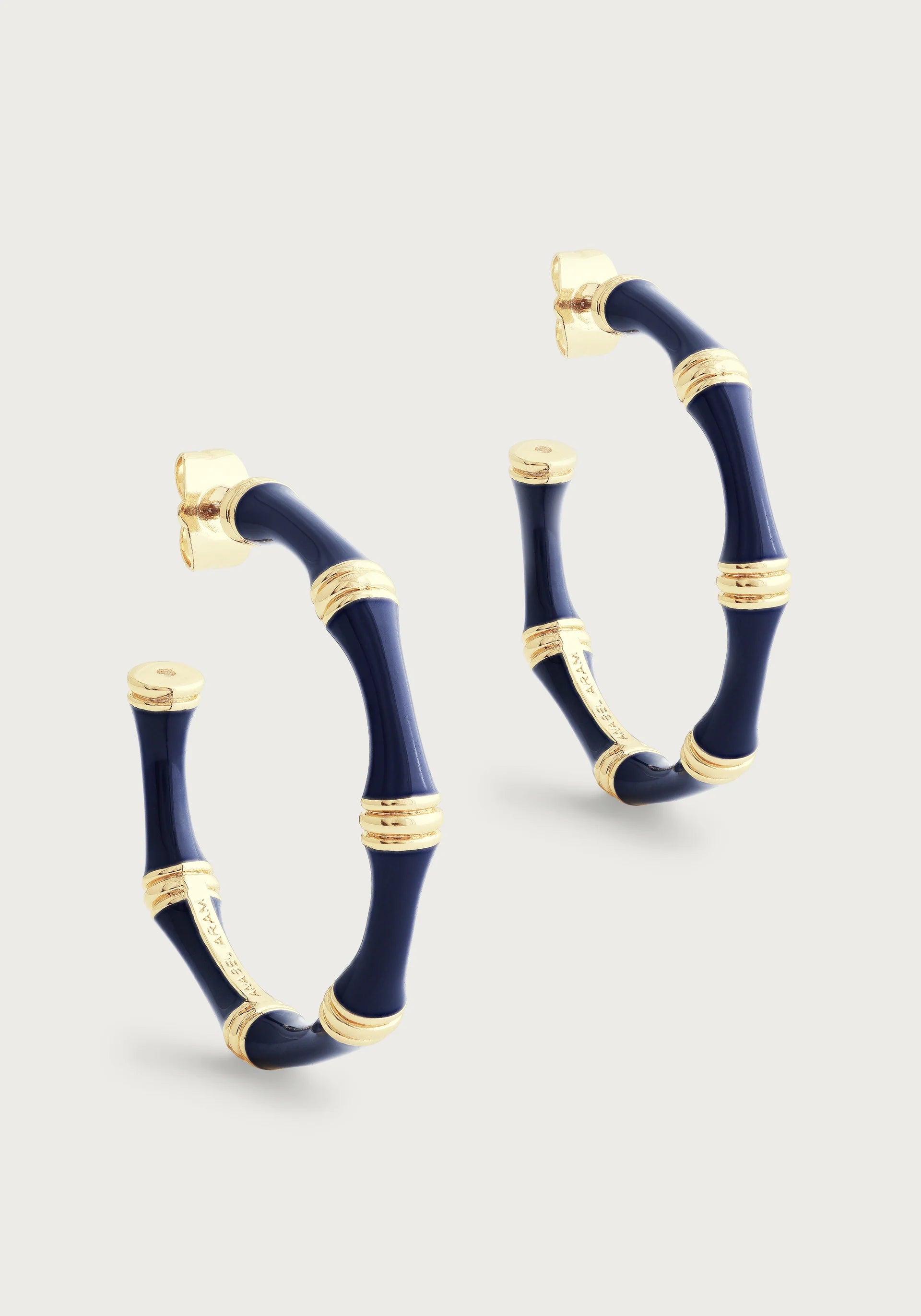 Bamboo Enameled Hoop Earrings