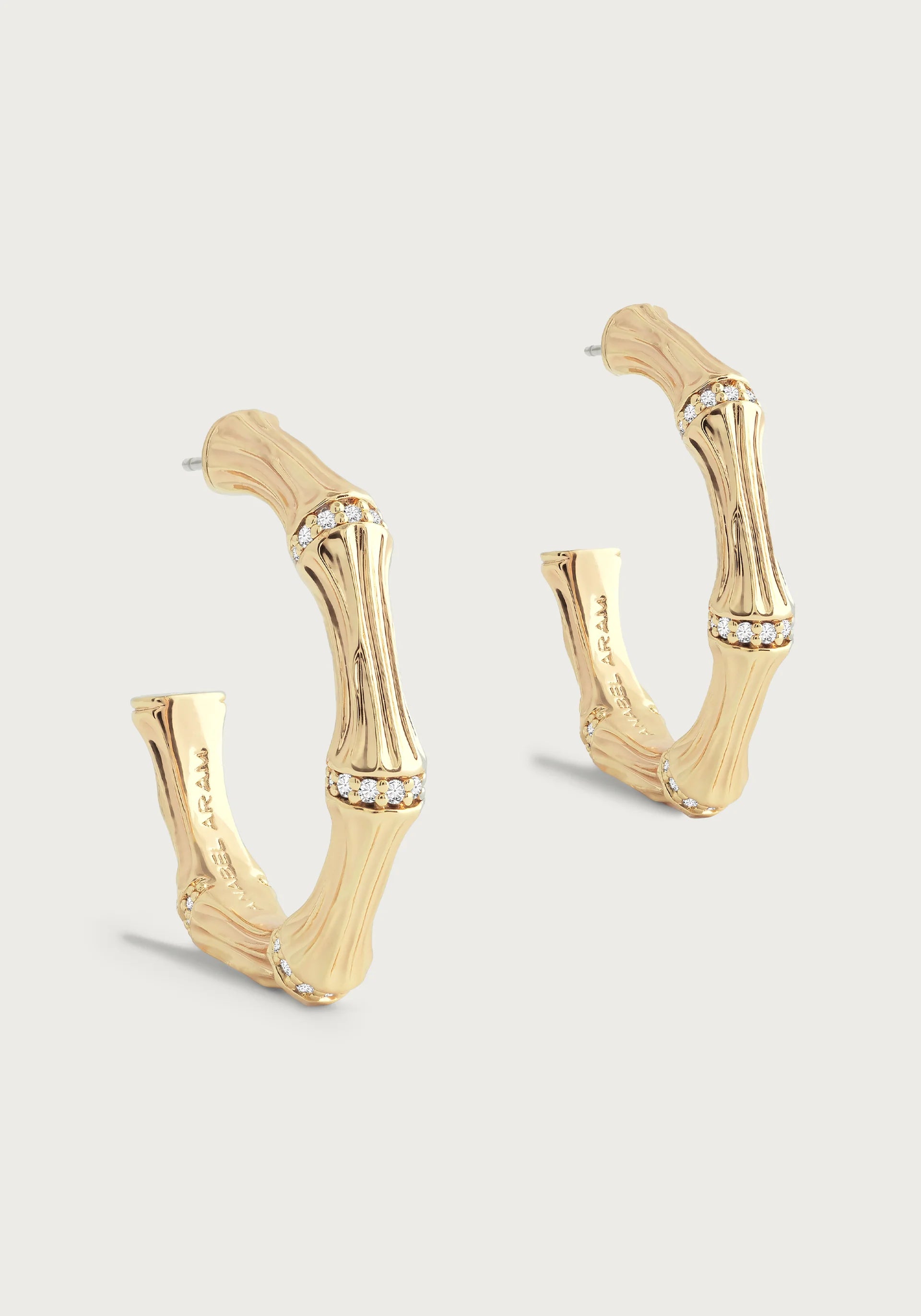 Bamboo Medium Hoop Earrings, Gold