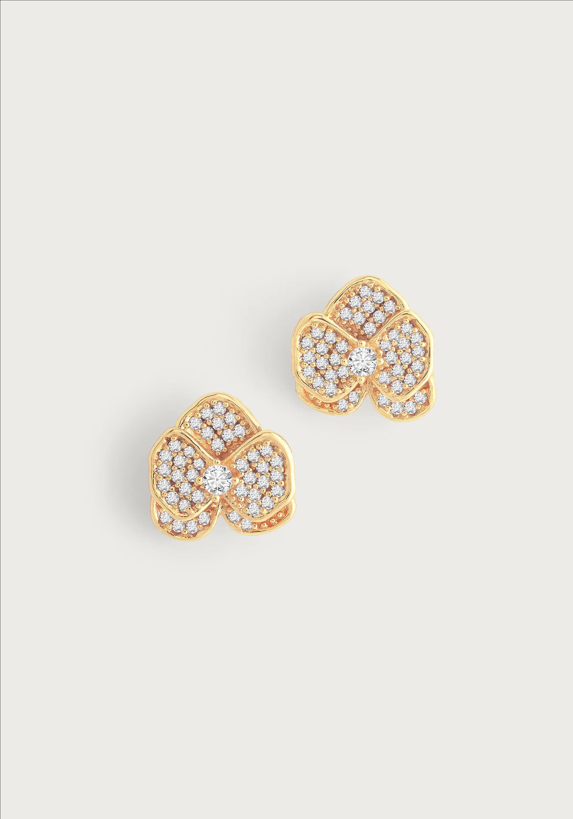 Orchid White Pavé Studs, Gold