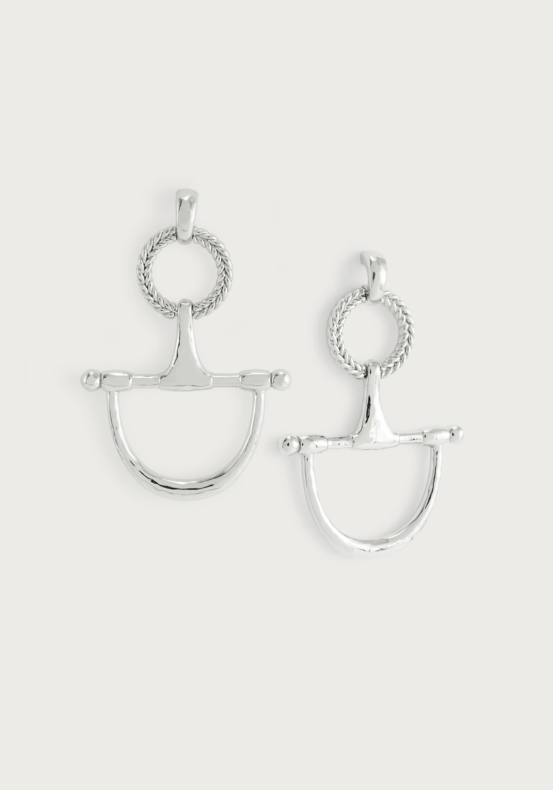 Cheval Bit Drop Earrings, Silver