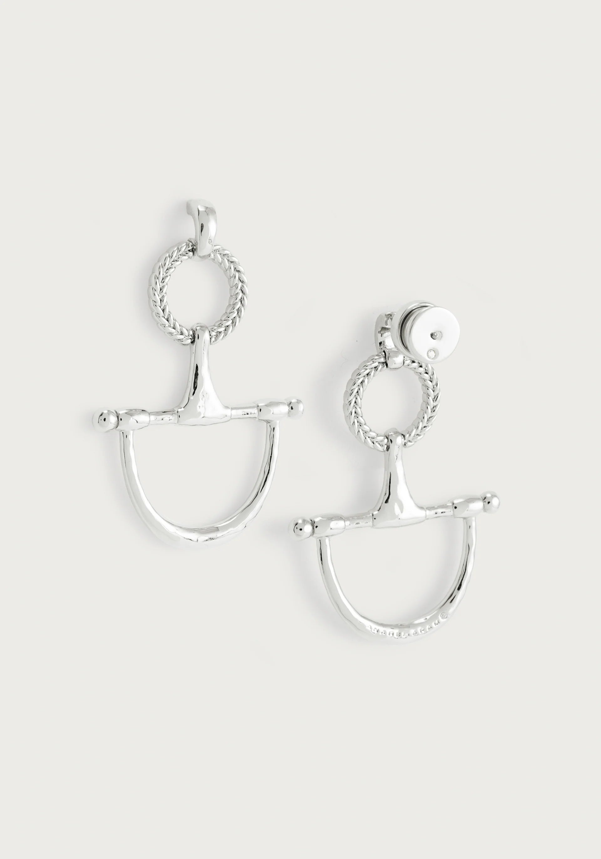 Cheval Bit Drop Earrings, Silver