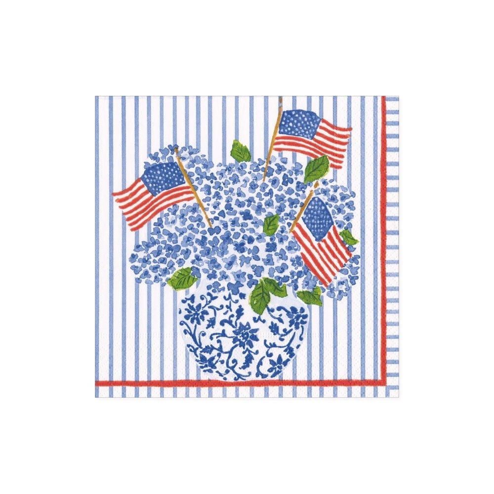 Flags and Hydrangeas Paper Luncheon Napkins - 20 Per Package