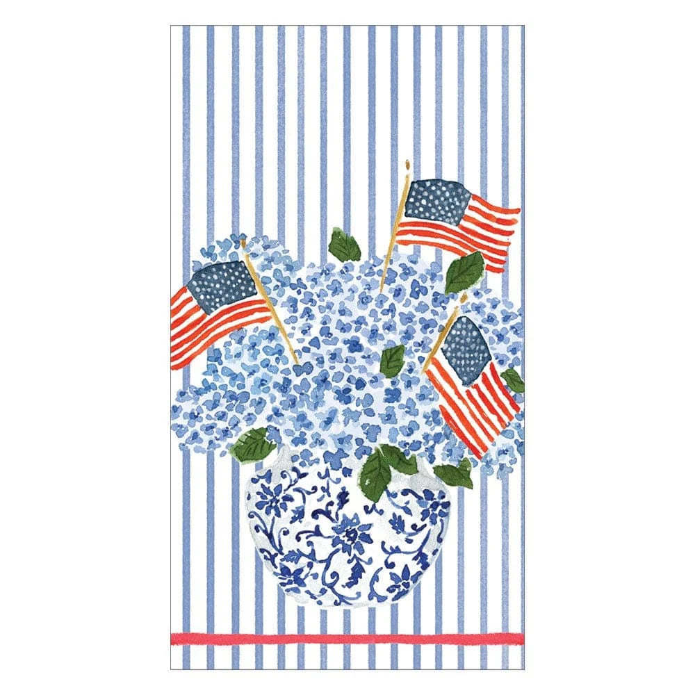 Flags and Hydrangeas Paper Guest Towel Napkins - 15 Per Package