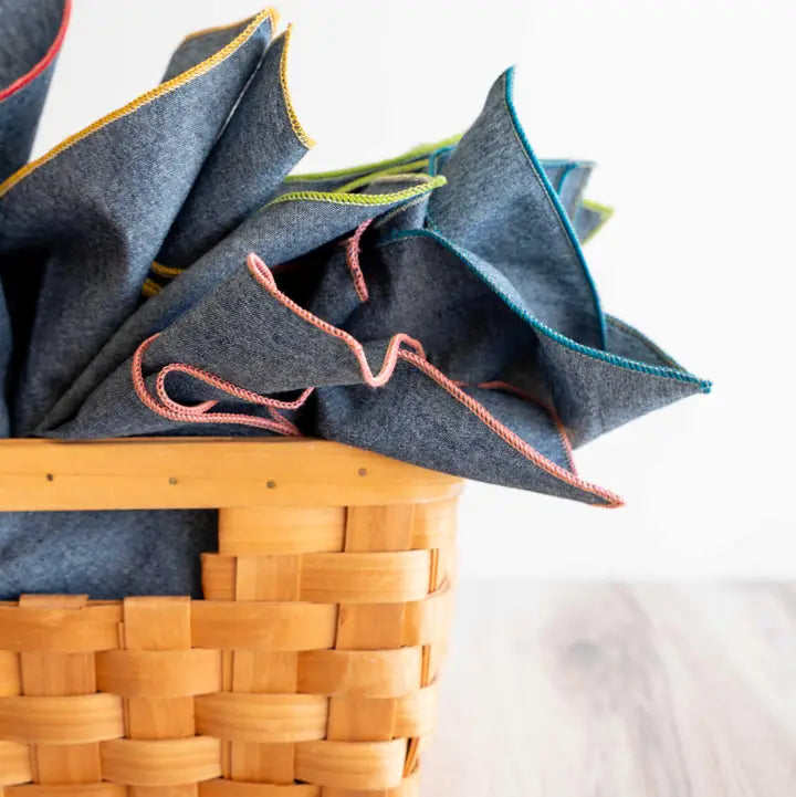 Denim Chambray Cloth Napkins, Set of 8