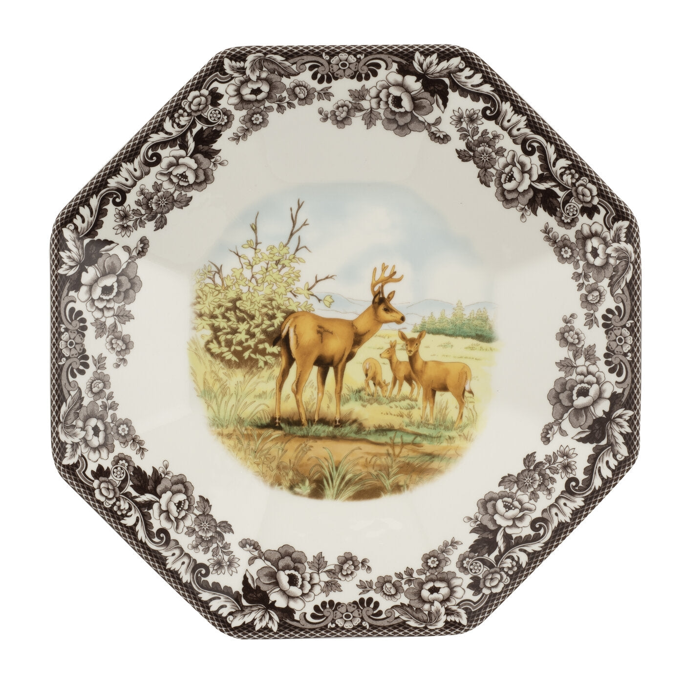 Woodland Octagonal Platter 14 Inch, Mule Deer