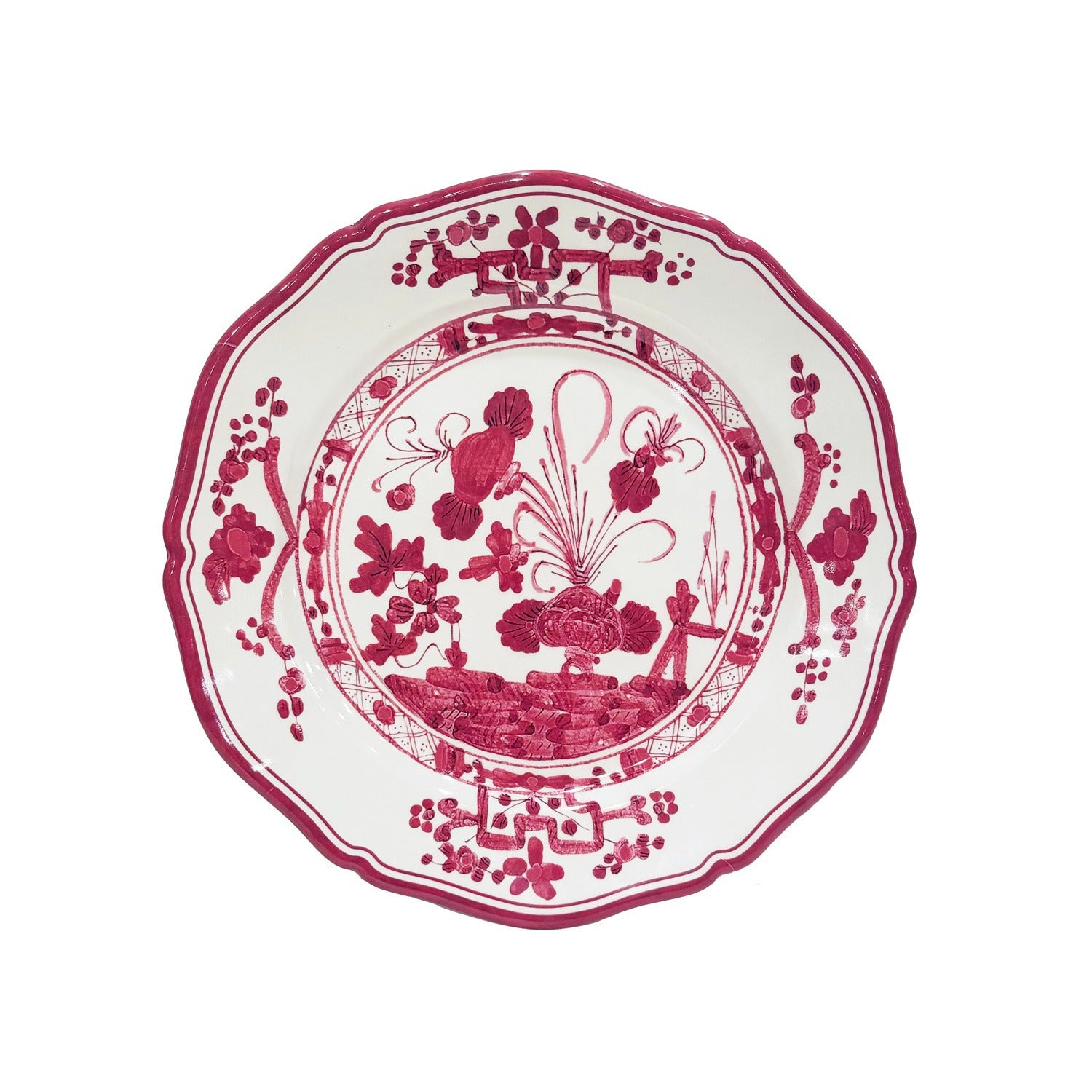 VIDA Faenza 9" Salad Plate Set of 4 Deep Pink & White