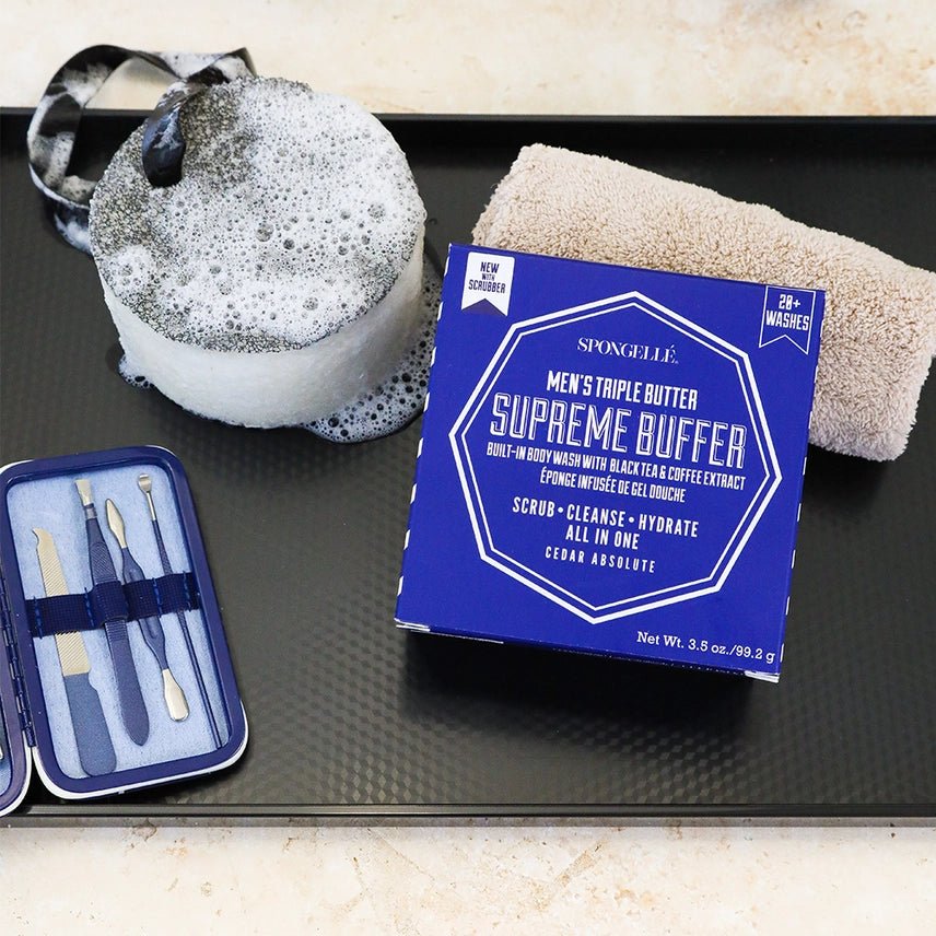 20+ Men’S Supreme Buffer w/ Black Scrubber (Cedar Absolute) - Robert's-SPONGELLE-Robert's