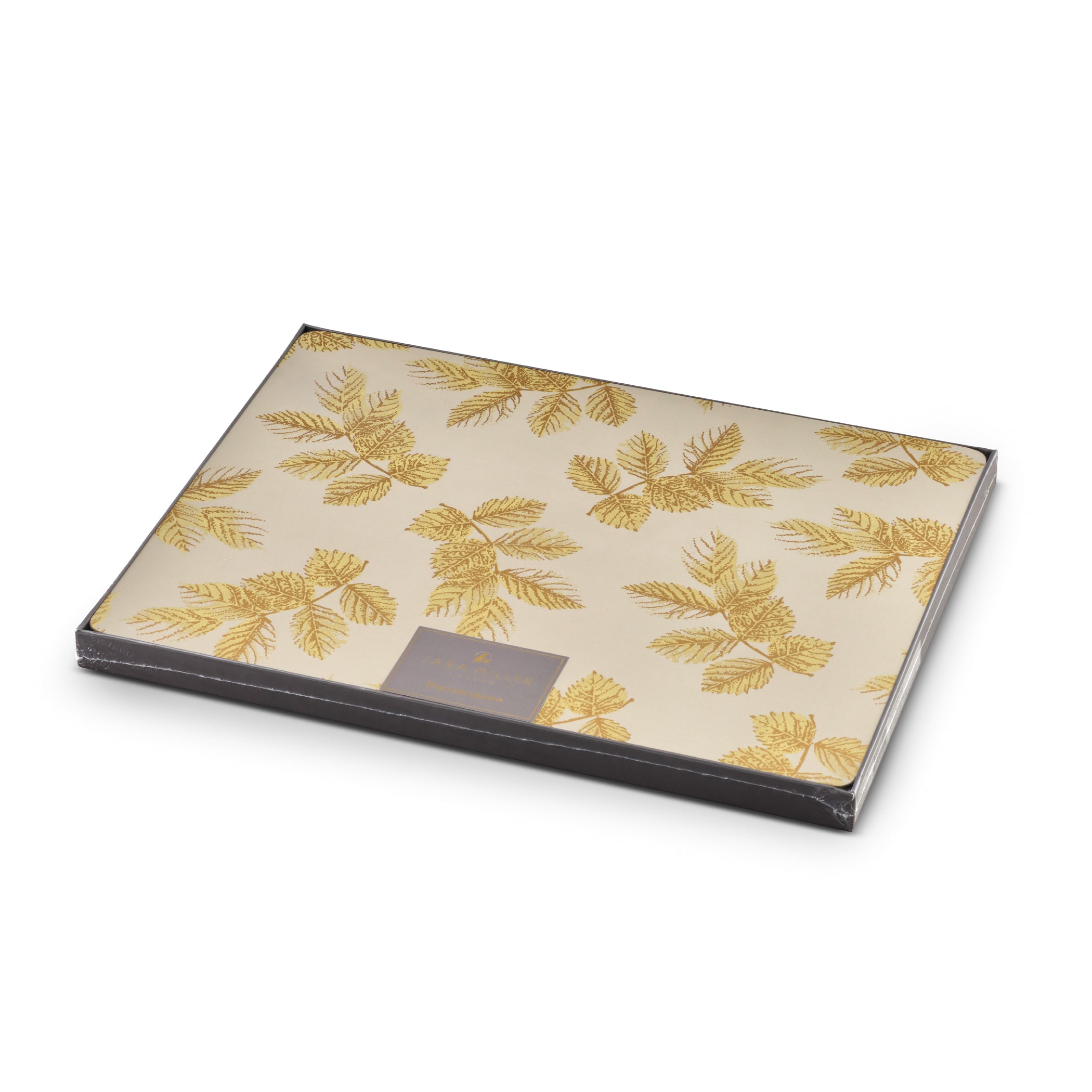 Sara Miller London Etched Leaves Placemats Set of 4 Light Grey - Large Size