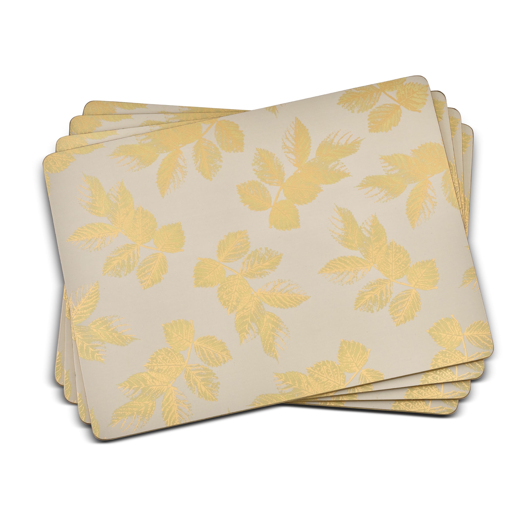 Sara Miller London Etched Leaves Placemats Set of 4 Light Grey - Large Size