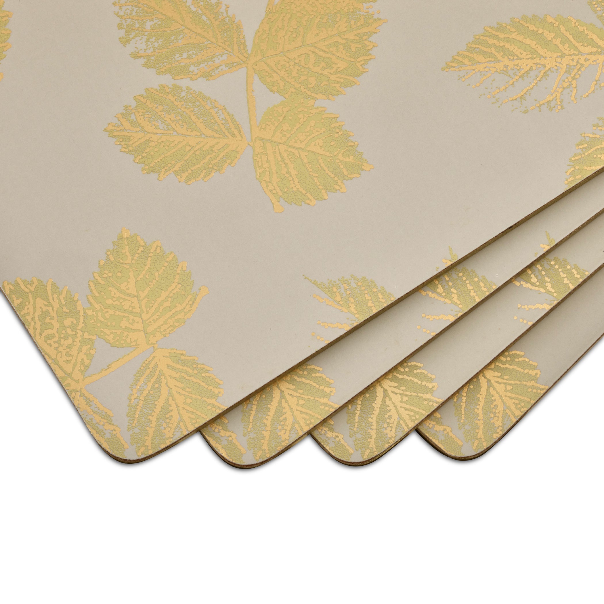 Sara Miller London Etched Leaves Placemats Set of 4 Light Grey - Large Size