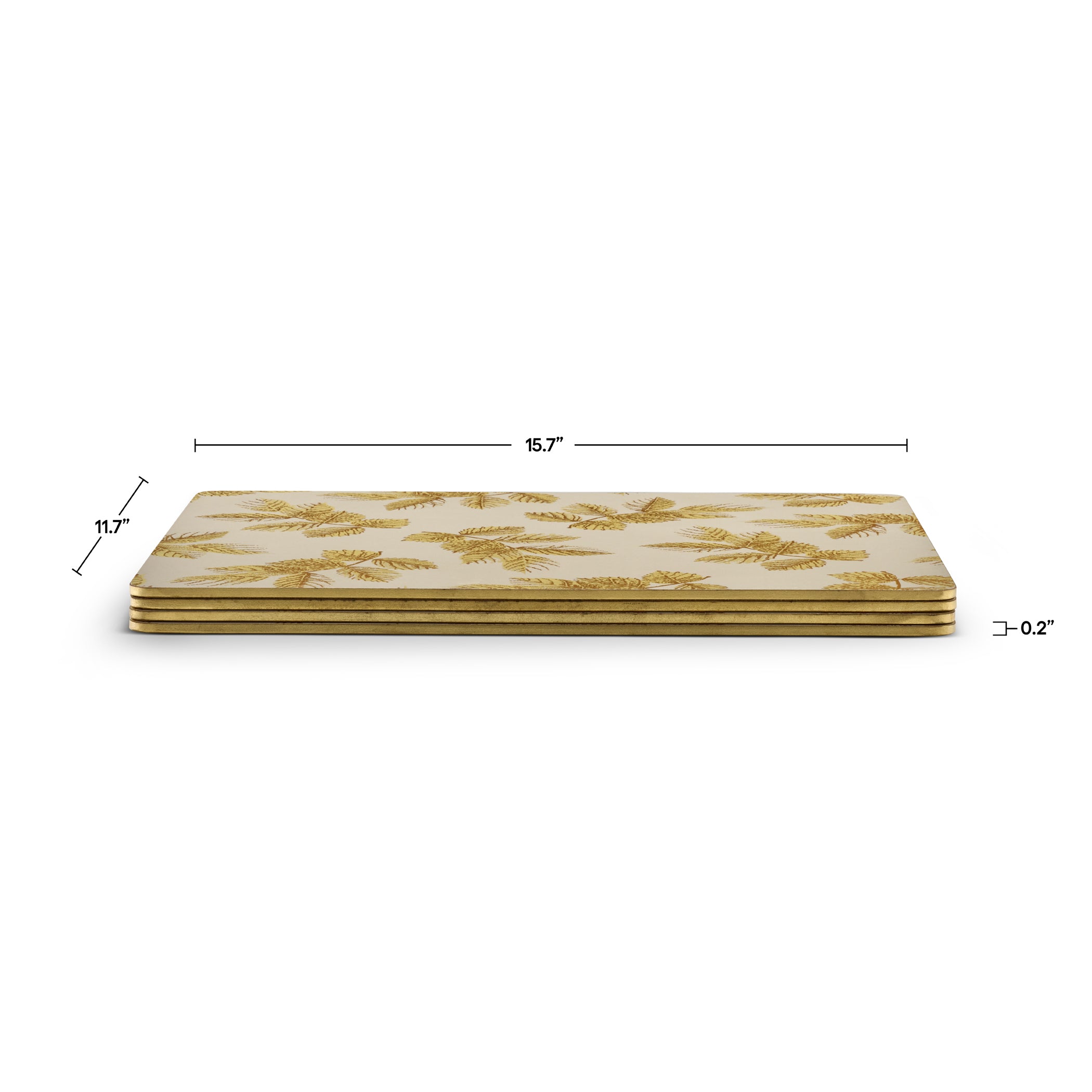 Sara Miller London Etched Leaves Placemats Set of 4 Light Grey - Large Size