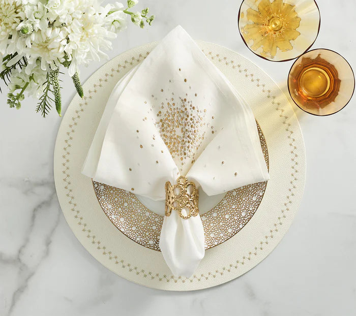 Starburst Napkin in White, Gold & Silver