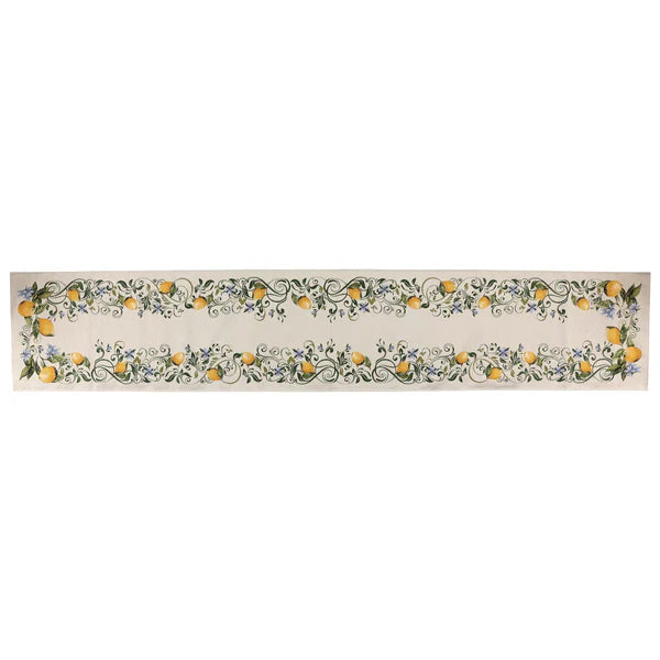 Tavola Lemons Runner with Blue Flowers