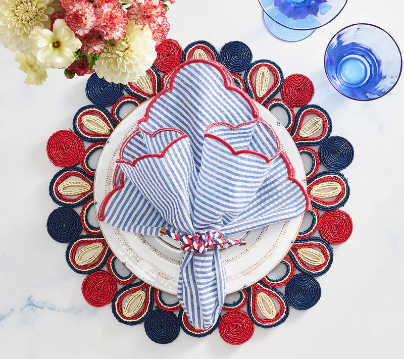 Fiesta Napkin in White, Navy & Red