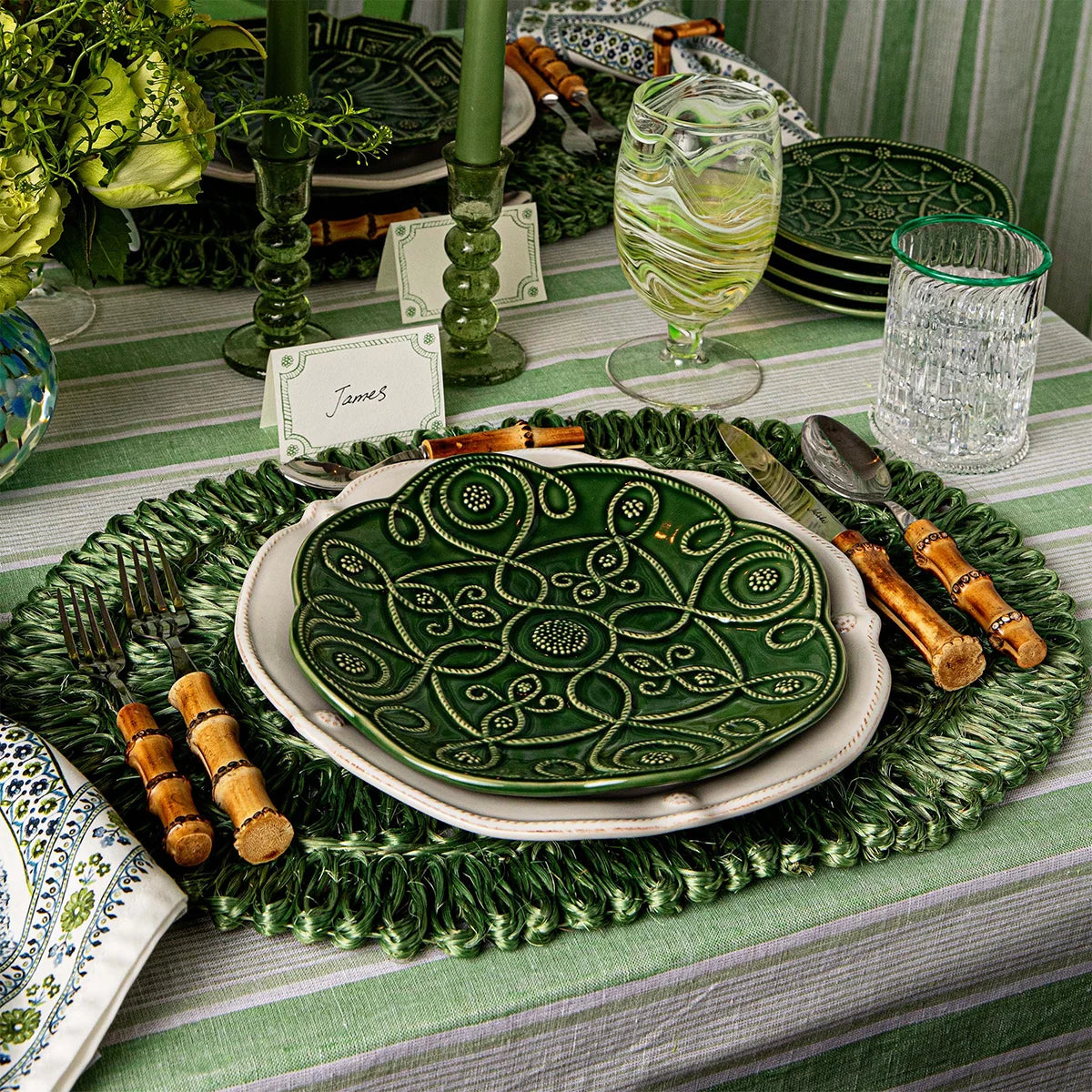 Straw Loop Oval Placemat - Sage