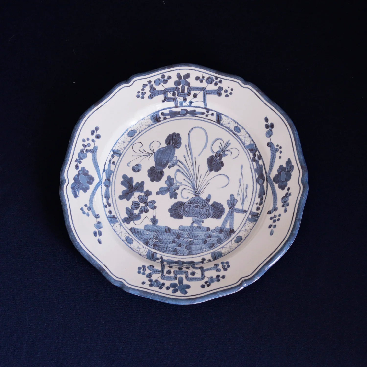 VIDA Faenza 11" Dinner Plate Set of 4 White & Blue