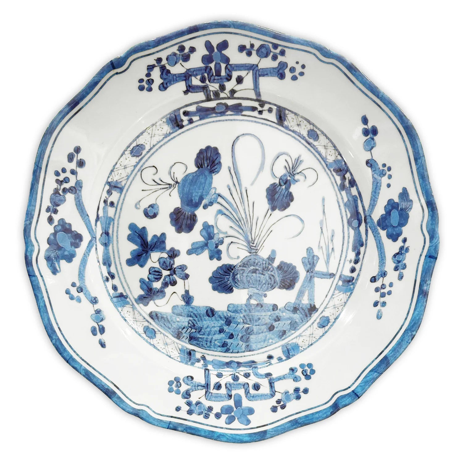VIDA Faenza 11" Dinner Plate Set of 4 White & Blue