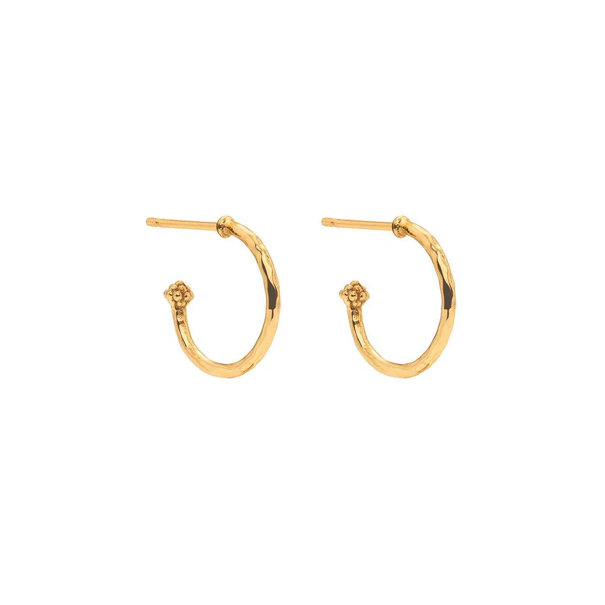 Love Hoop Earrings with Heart Charm - Gold