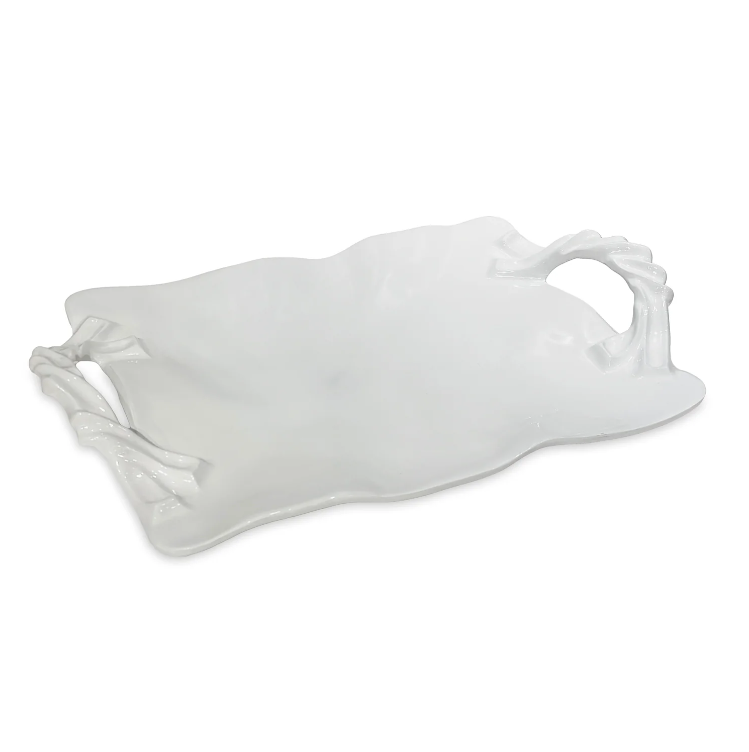 VIDA Sasha Rectangular Tray with Handles White