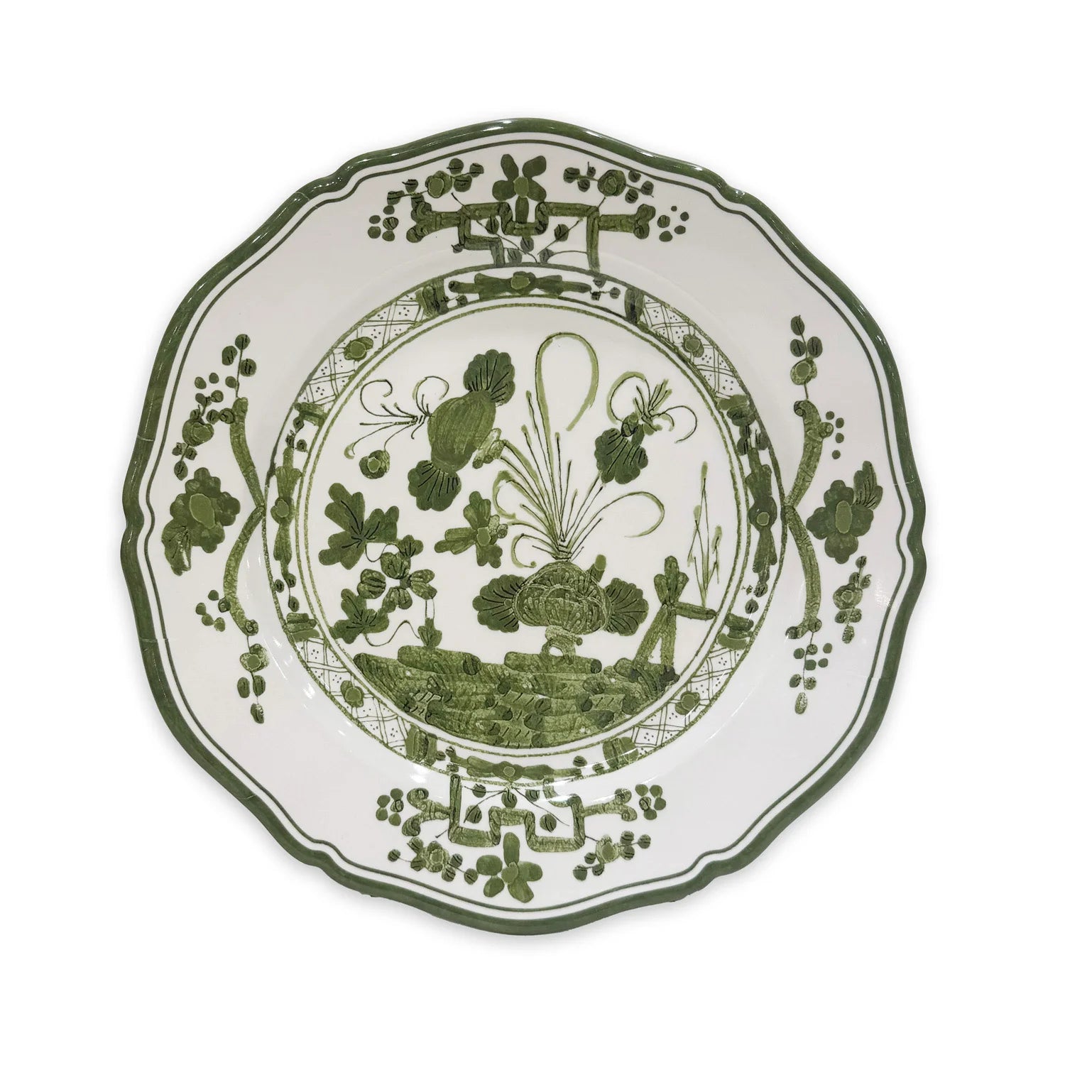 VIDA Faenza 11" Dinner Plate Set of 4 White & Green