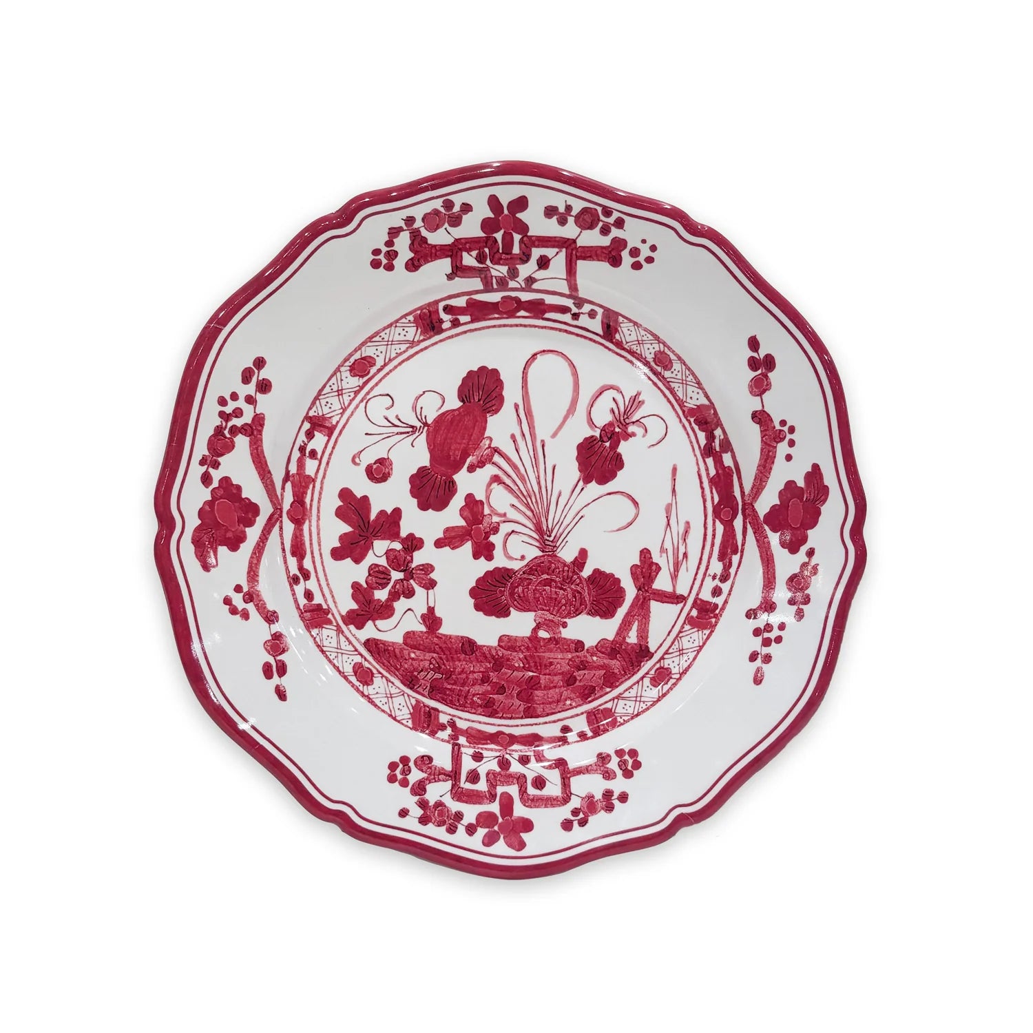 VIDA Faenza 9" Salad Plate Set of 4 White & Red