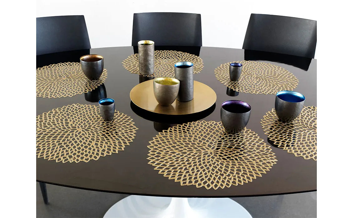 Dahlia Round Placemat - Brass