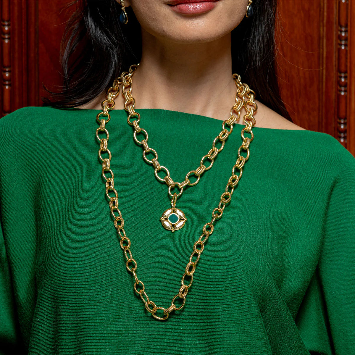 Cleopatra Regal Link Necklace, 16"+2" - Gold