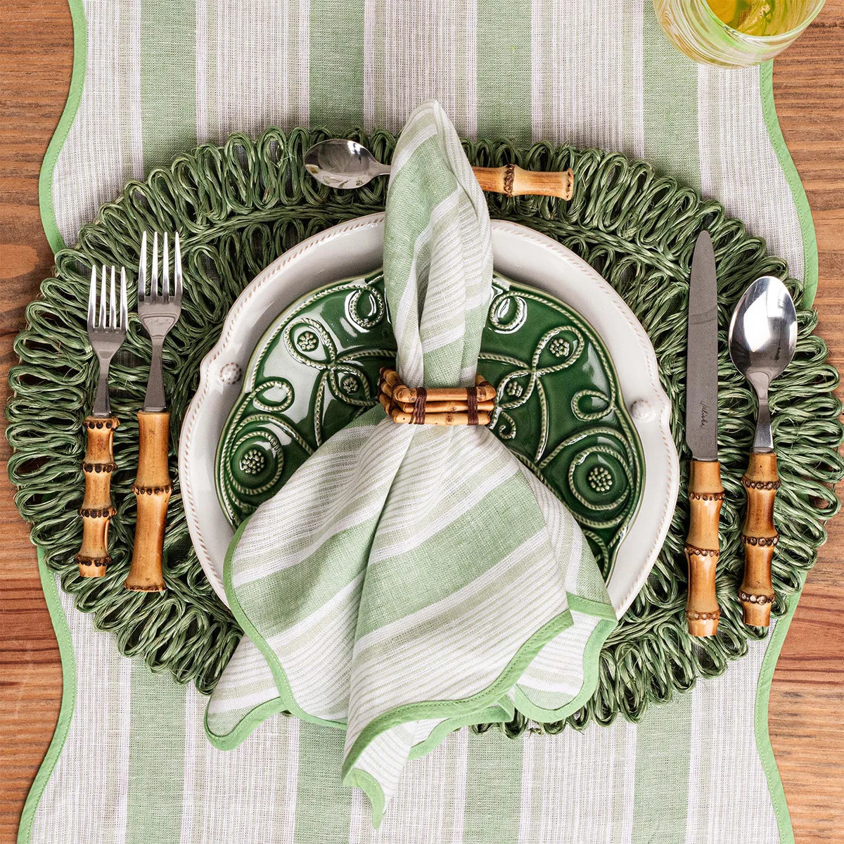Straw Loop Oval Placemat - Sage