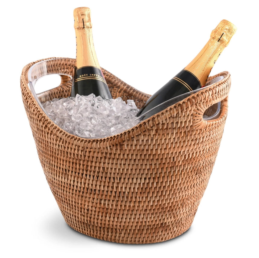 Handwoven Rattan Wicker Champagne Ice Bucket