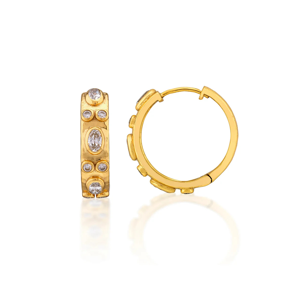 Maharani Huggie Hoop Earrings - Clear Cubic Zirconia