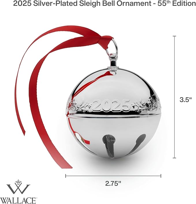 Wallace 2025 Silver Plated Sleigh Bell Ornament 55th Edition