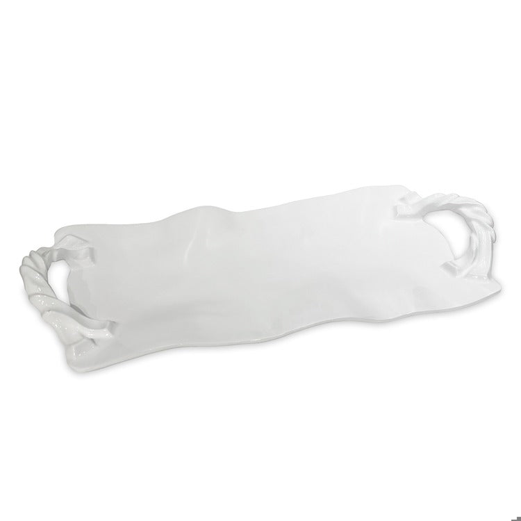 VIDA Sasha Long Rectangle Tray with Handles (White)