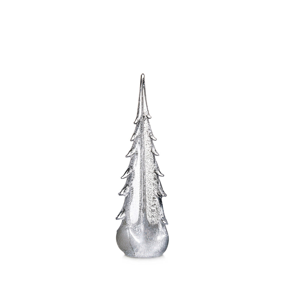 Silver Leaf Evergreen Glass Tree