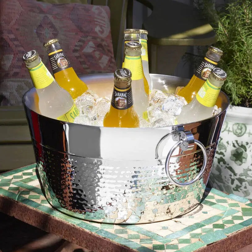 12 Qt Double Walled Hammered + Polished Beverage Tub