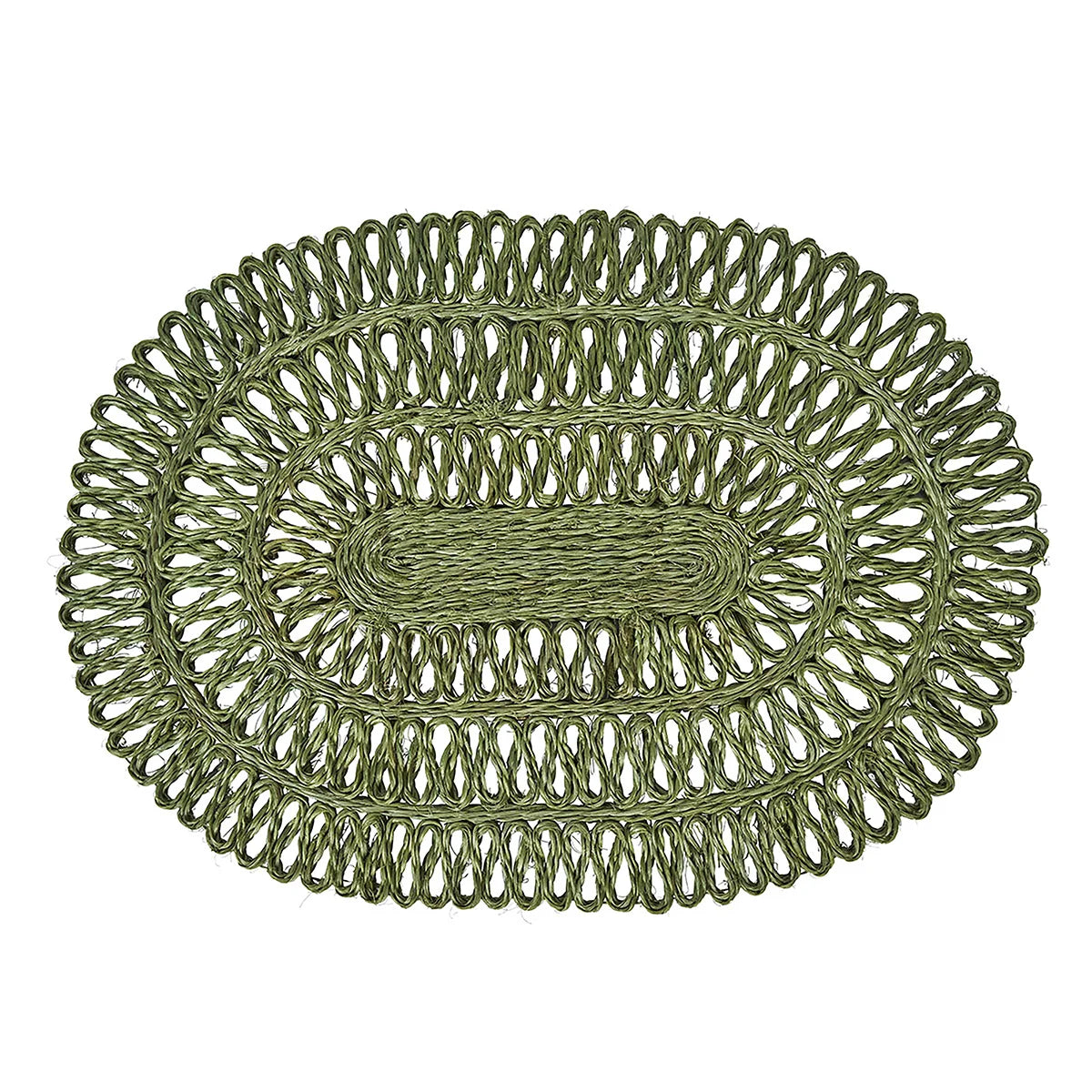 Straw Loop Oval Placemat - Sage