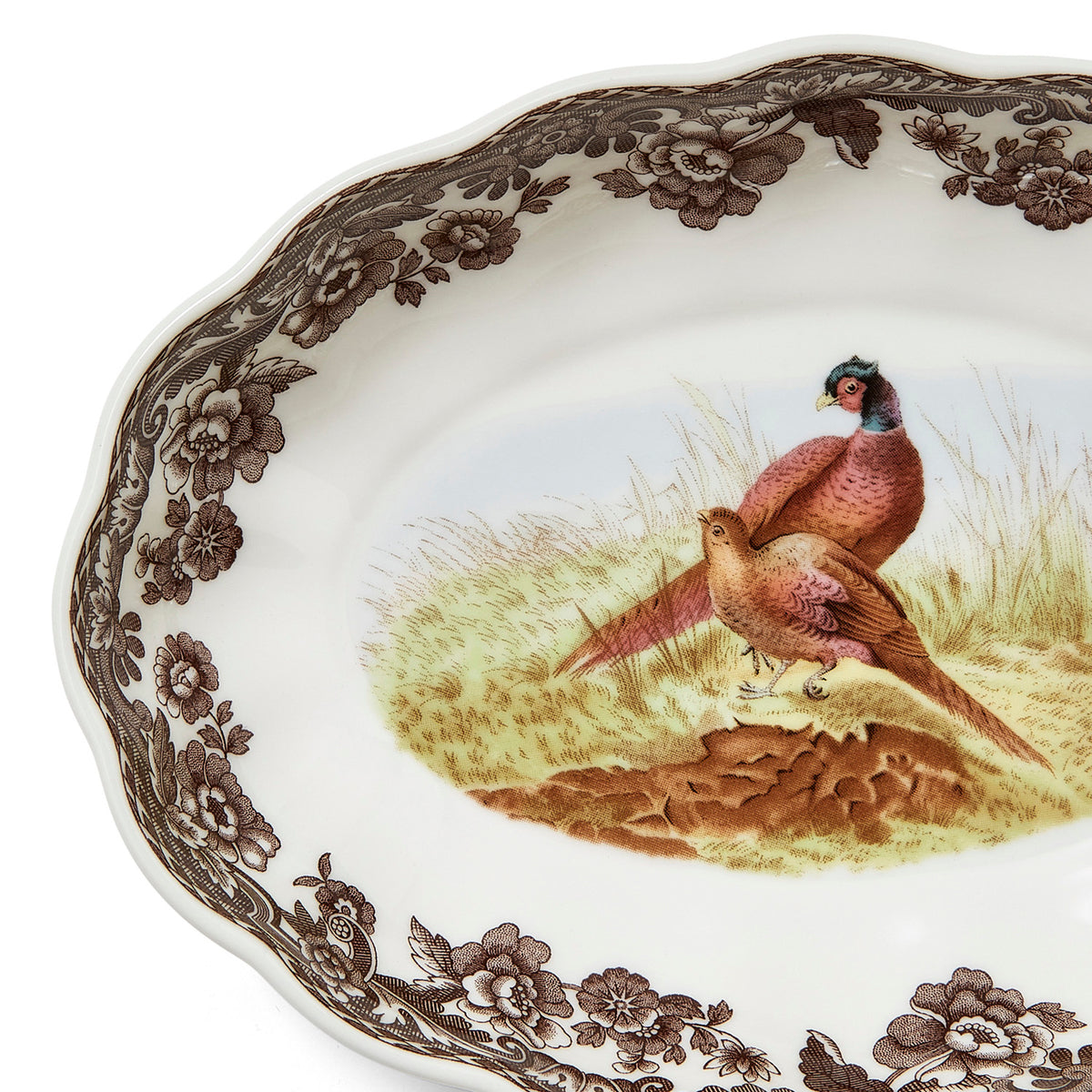 Woodland Pheasant Oval Fluted Dish 6in