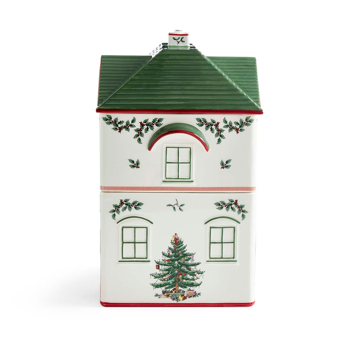 Christmas Tree Village Stacking Canister