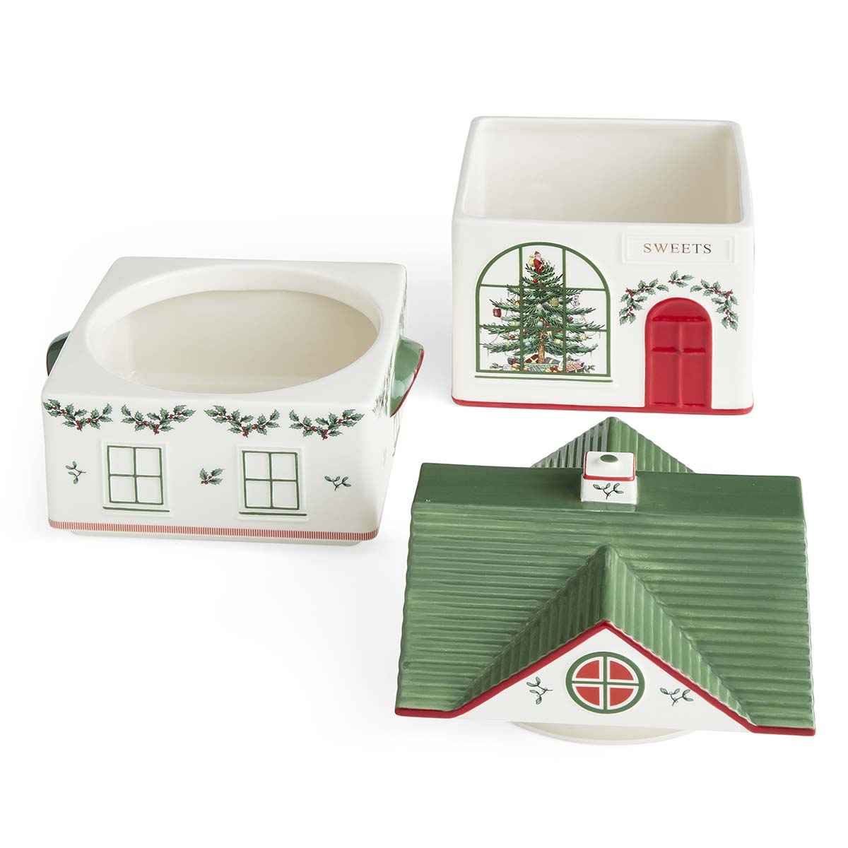 Christmas Tree Village Stacking Canister