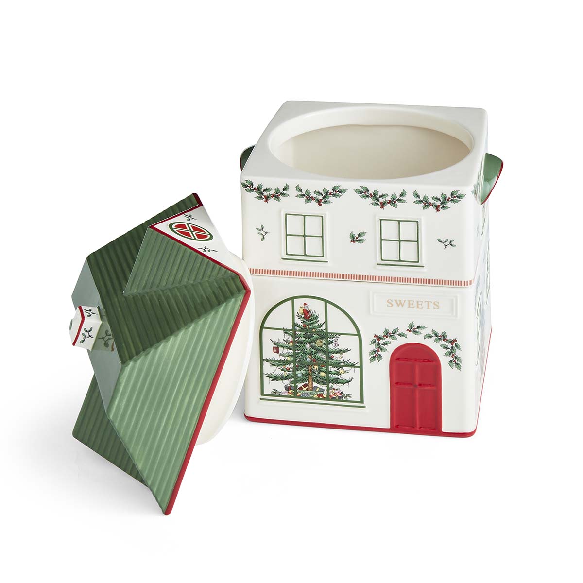 Christmas Tree Village Stacking Canister